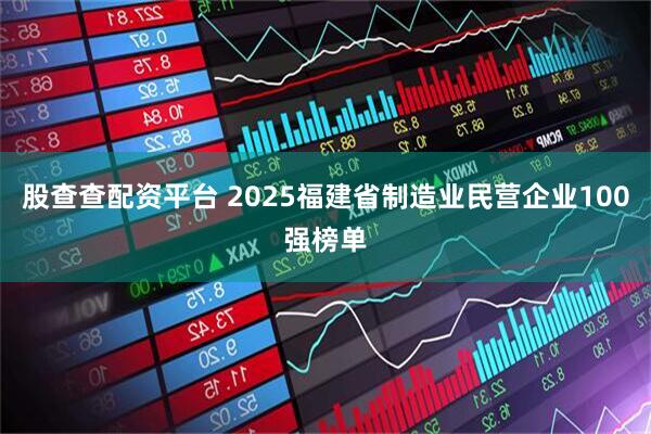 股查查配资平台 2025福建省制造业民营企业100强榜单